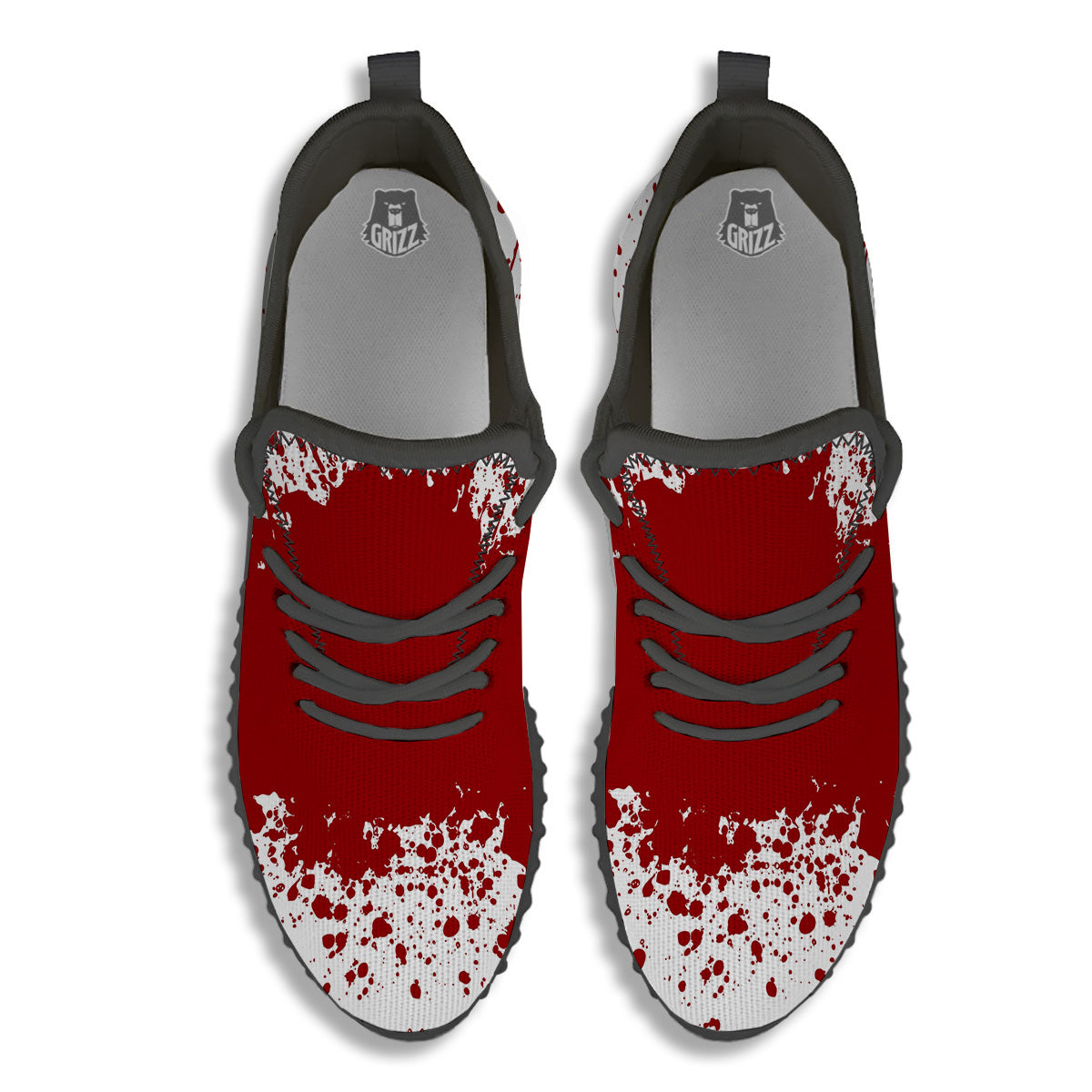 Splashed Blood Print Black Walking Shoes-grizzshop