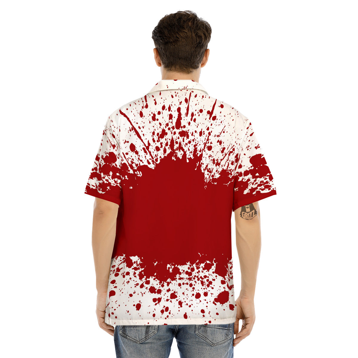 Splashed Blood Print Men's Hawaiian Shirt-grizzshop