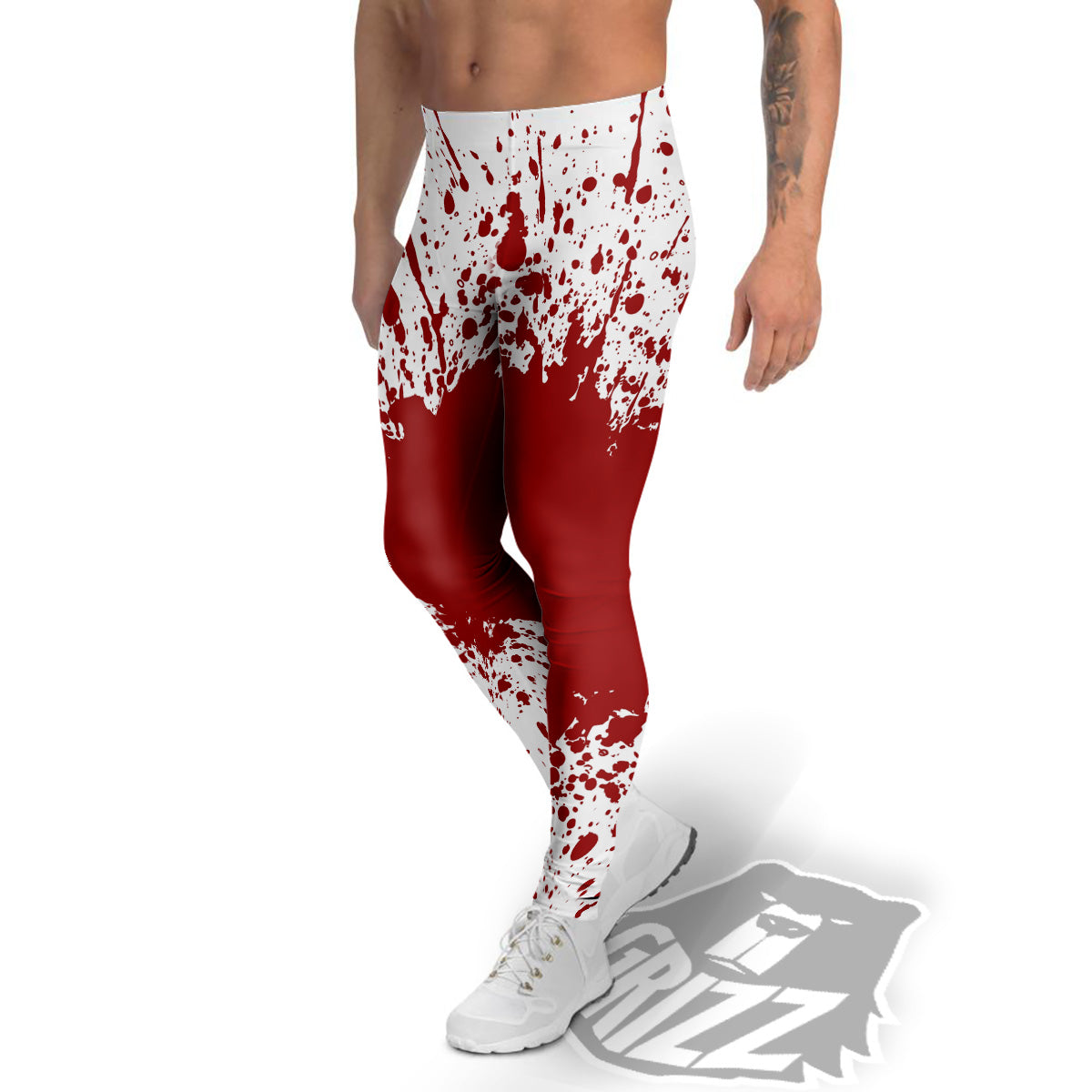 Splashed Blood Print Men's Leggings-grizzshop