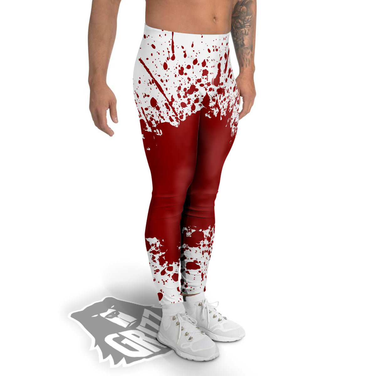 Splashed Blood Print Men's Leggings-grizzshop