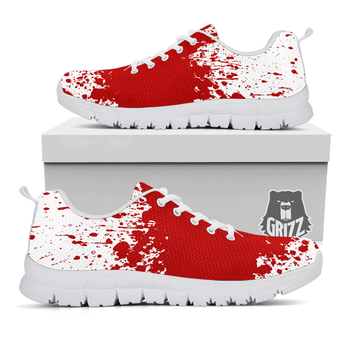 Splashed Blood Print White Sneaker-grizzshop