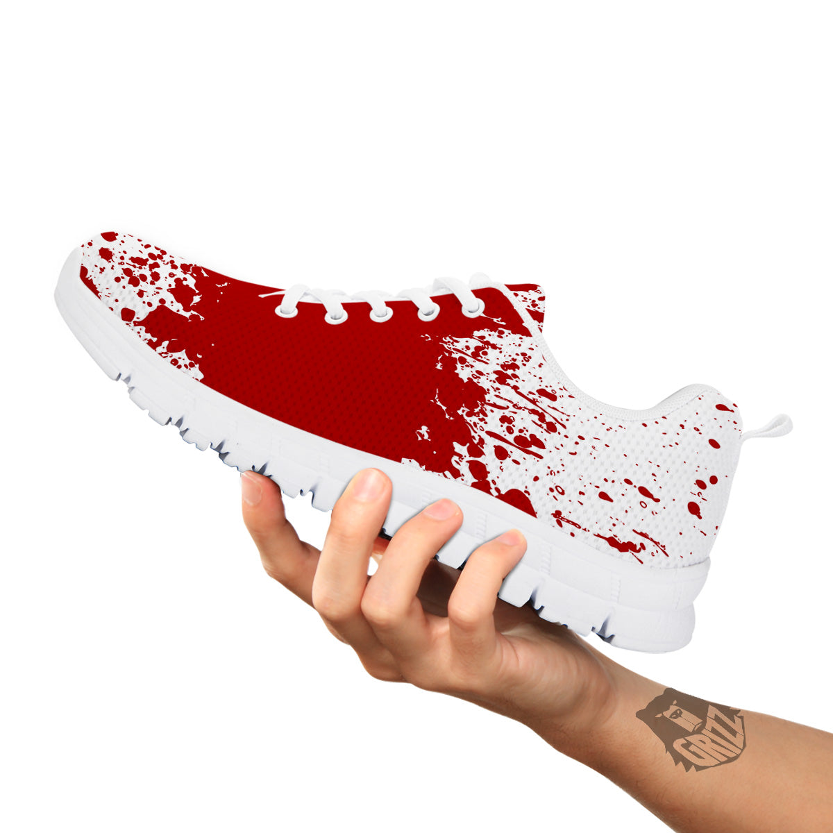 Splashed Blood Print White Sneaker-grizzshop