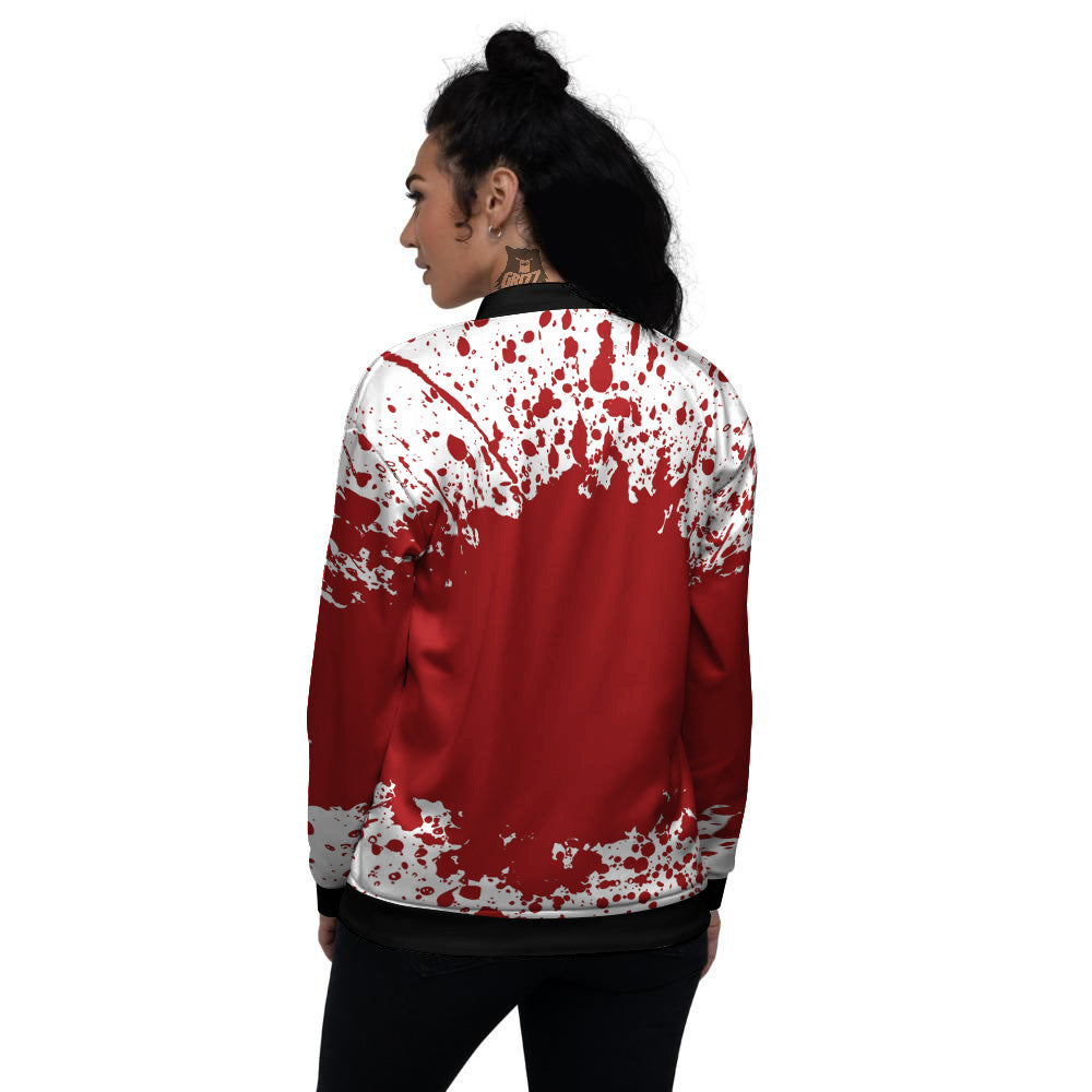 Splashed Blood Print Women's Bomber Jacket-grizzshop