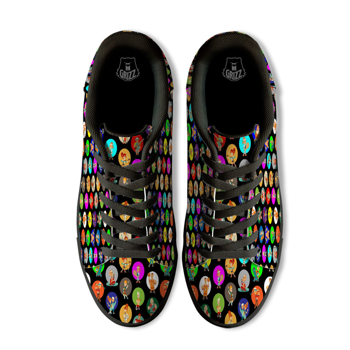 Sport Colorful Print Pattern Black Low Top Sneakers-grizzshop