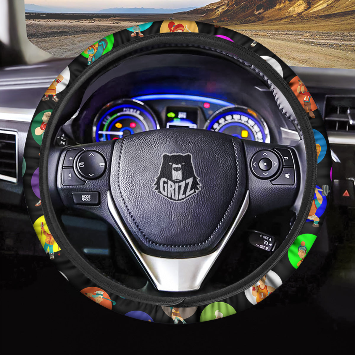 Sport Colorful Print Pattern Car Steering Wheel Cover-grizzshop