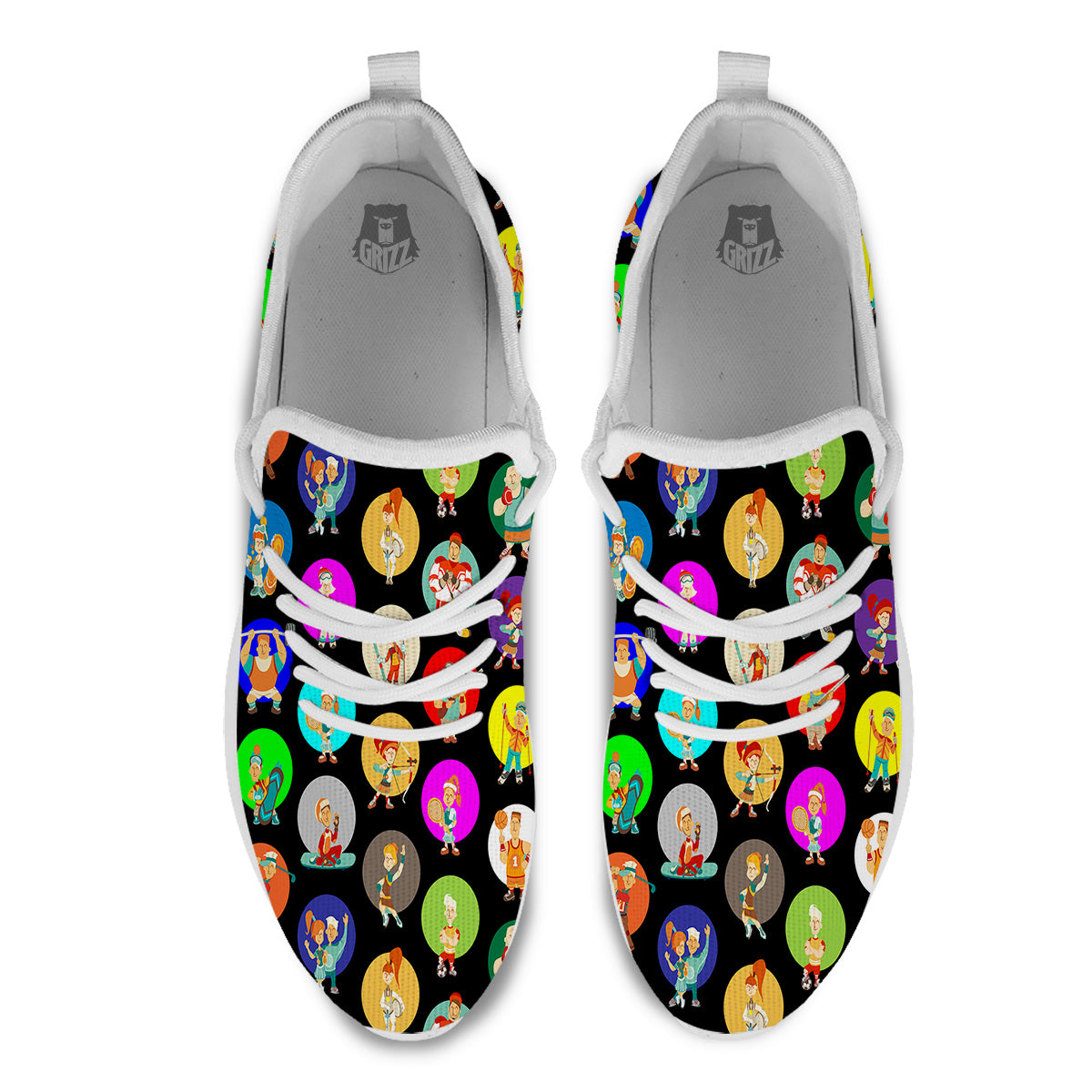 Sport Colorful Print Pattern White Athletic Shoes-grizzshop