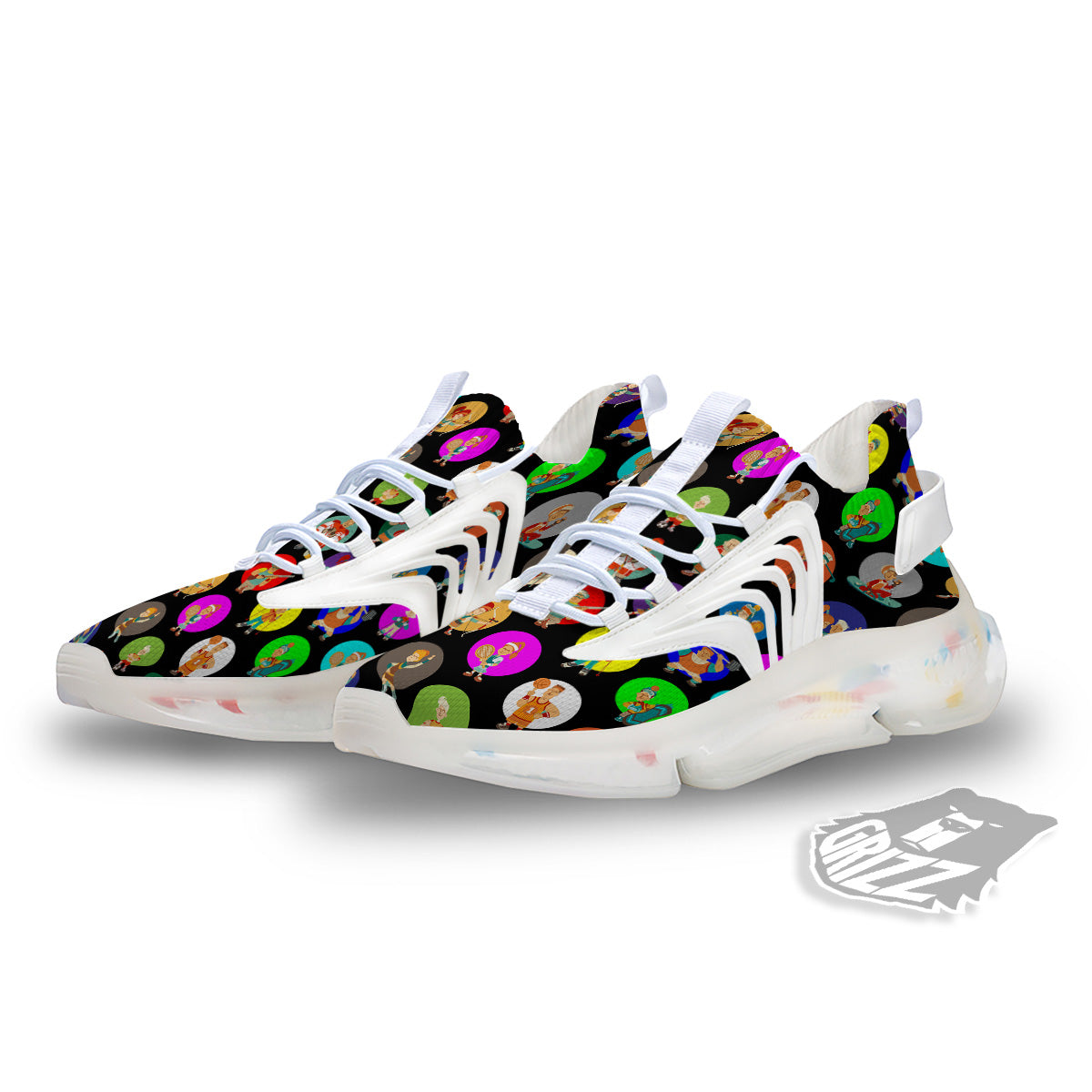 Sport Colorful Print Pattern White Gym Shoes-grizzshop
