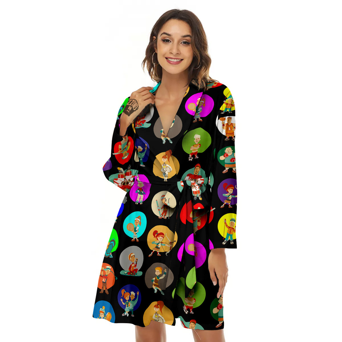 Sport Colorful Print Pattern Women's Robe-grizzshop