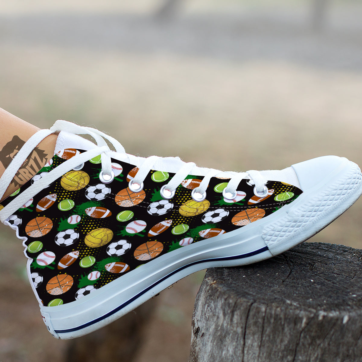 Sport Equipment Print Pattern White High Top Shoes-grizzshop