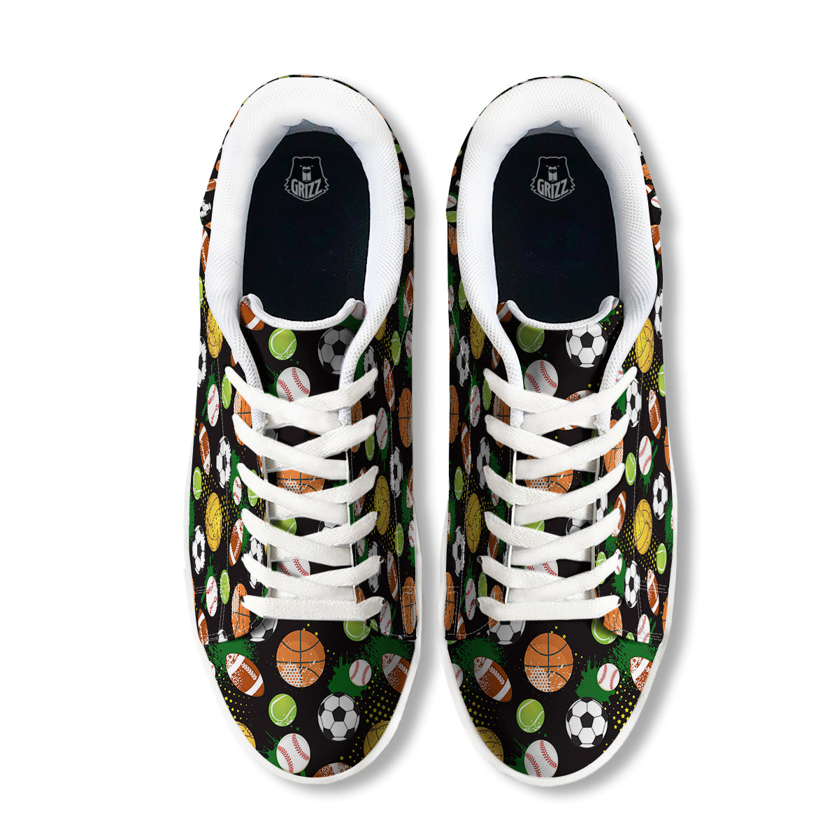 Sport Equipment Print Pattern White Low Top Sneakers-grizzshop