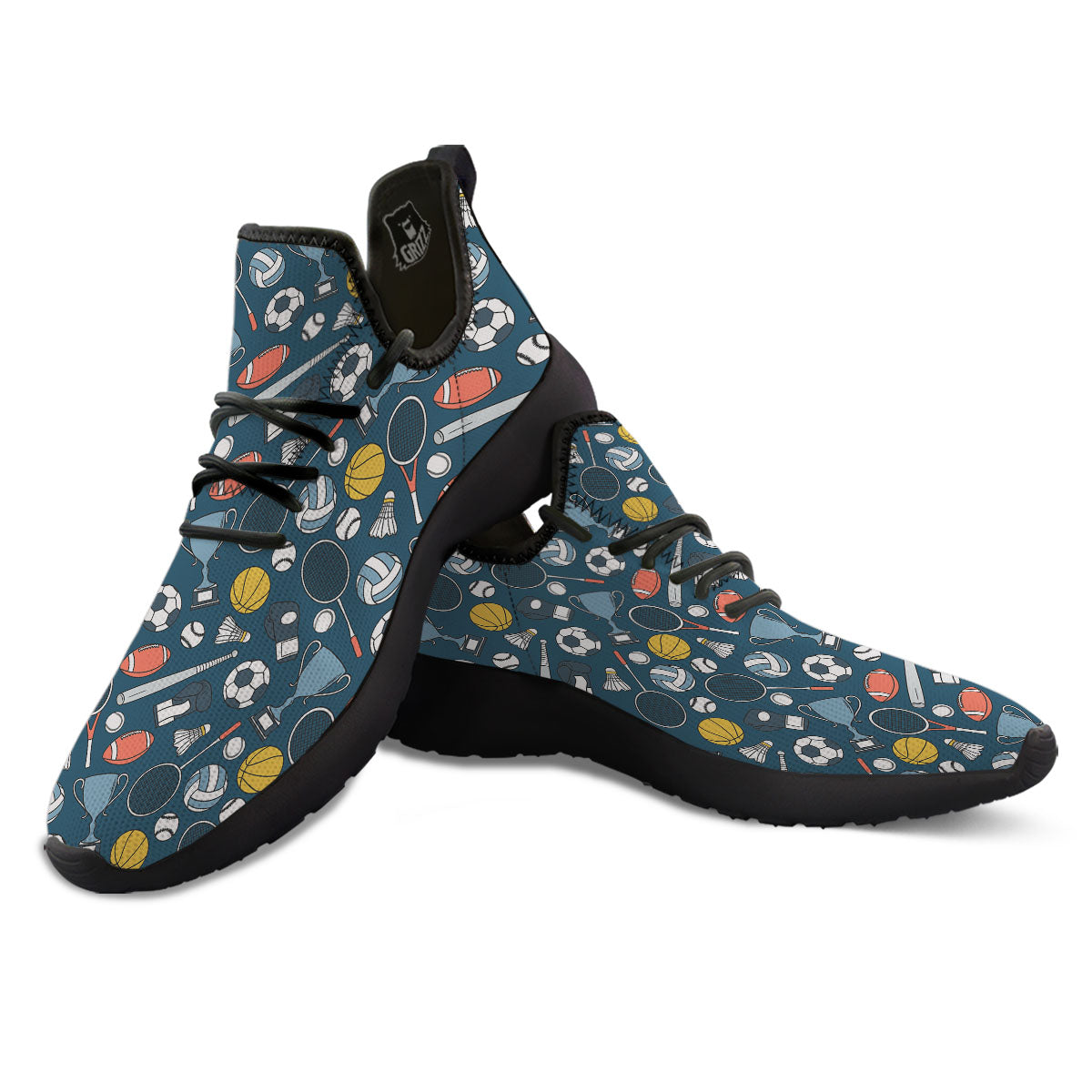 Sport Lacrosse Print Pattern Black Athletic Shoes-grizzshop