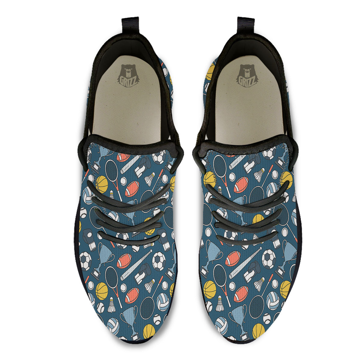 Sport Lacrosse Print Pattern Black Athletic Shoes-grizzshop