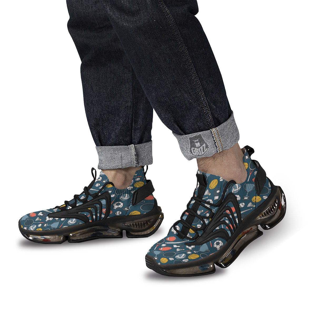 Sport Lacrosse Print Pattern Black Gym Shoes-grizzshop