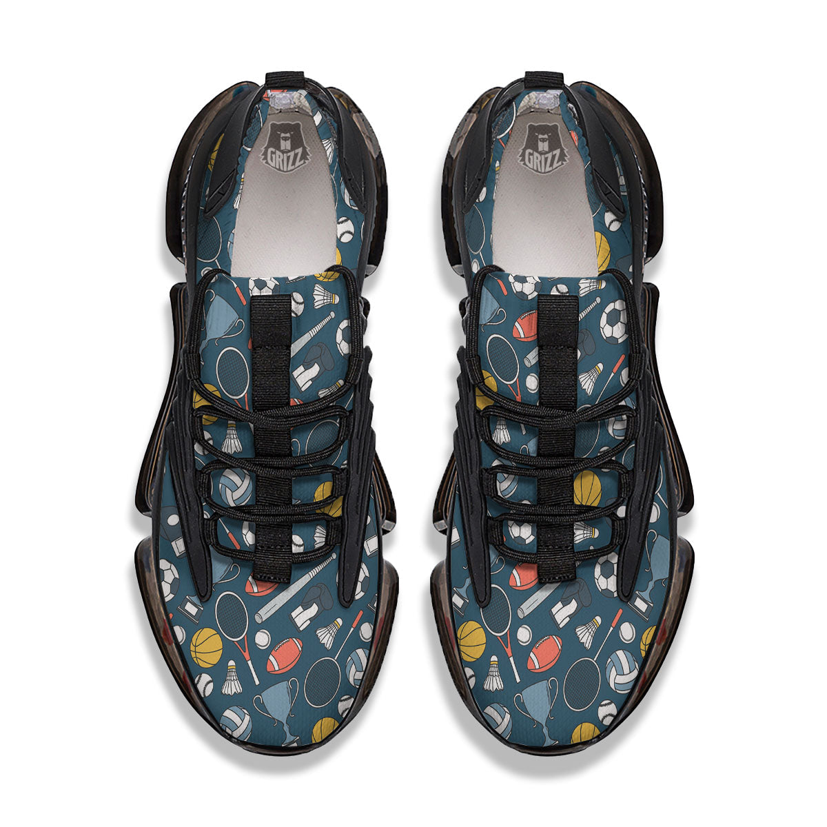 Sport Lacrosse Print Pattern Black Gym Shoes-grizzshop
