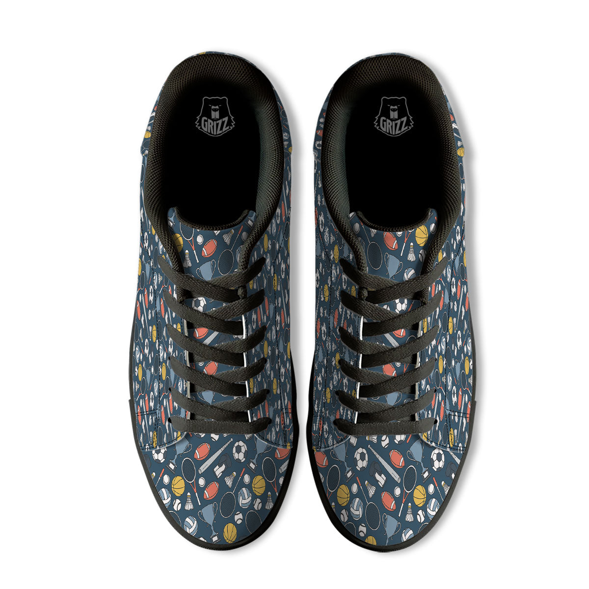 Sport Lacrosse Print Pattern Black Low Top Sneakers-grizzshop