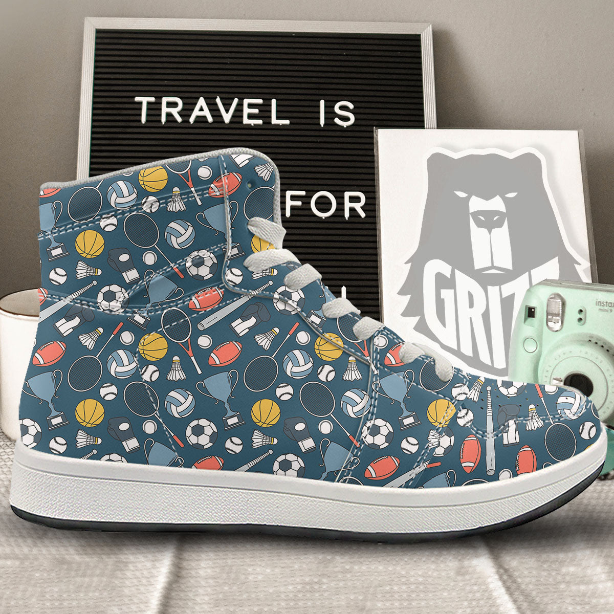 Sport Lacrosse Print Pattern High Top Sneakers-grizzshop