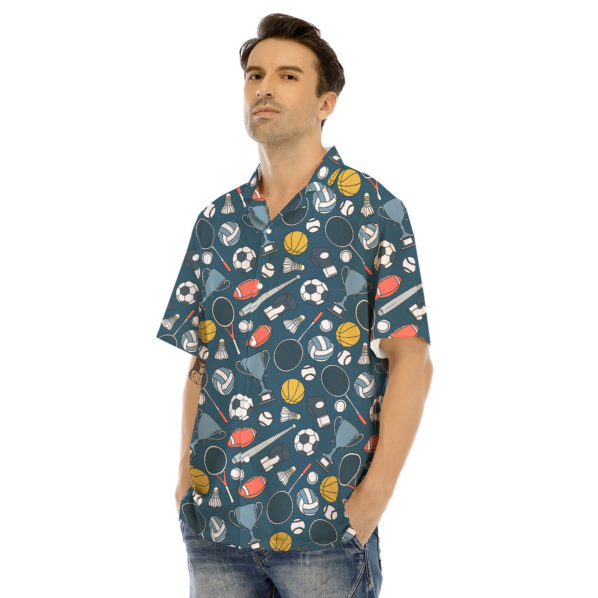 Sport Lacrosse Print Pattern Men's Hawaiian Shirt-grizzshop