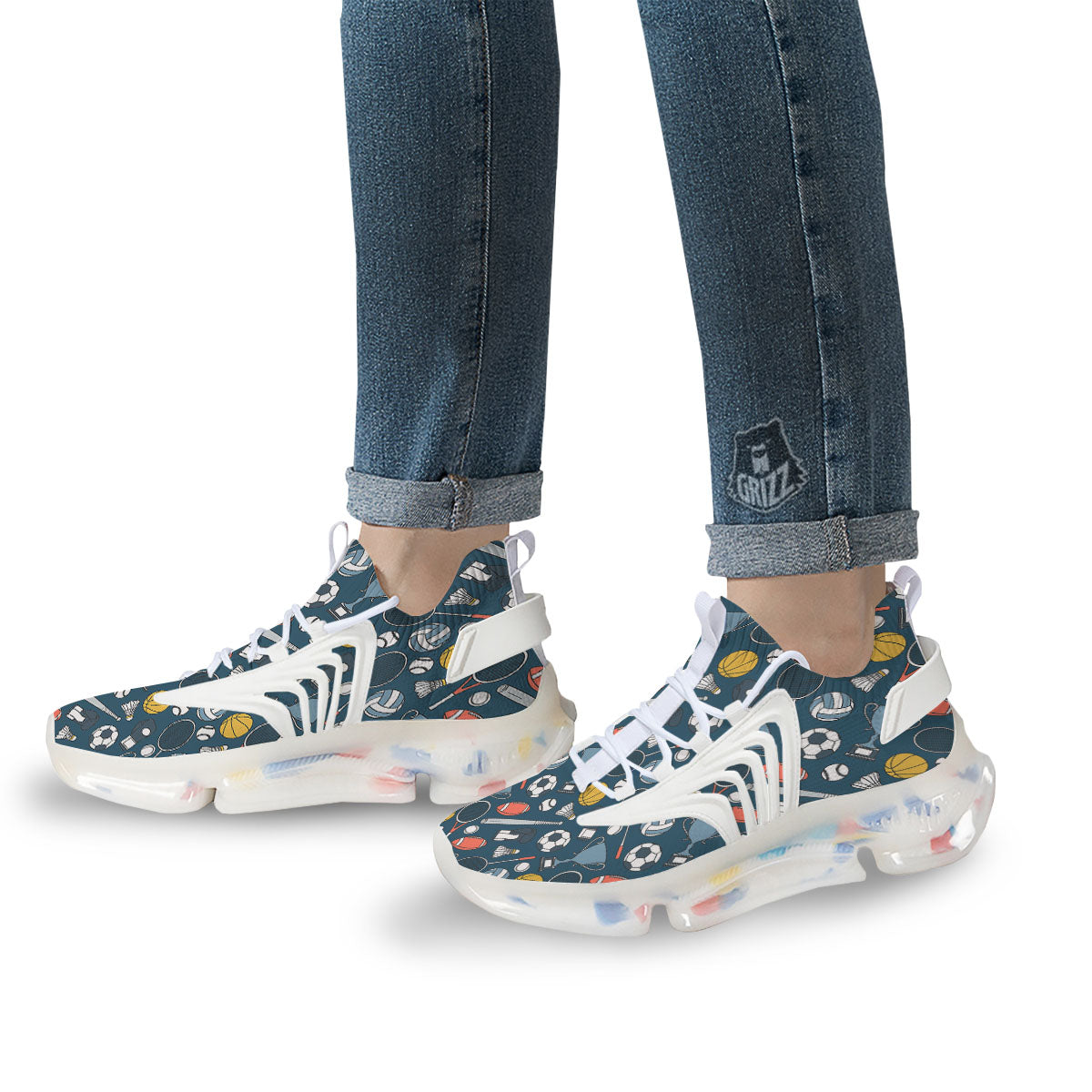 Sport Lacrosse Print Pattern White Gym Shoes-grizzshop