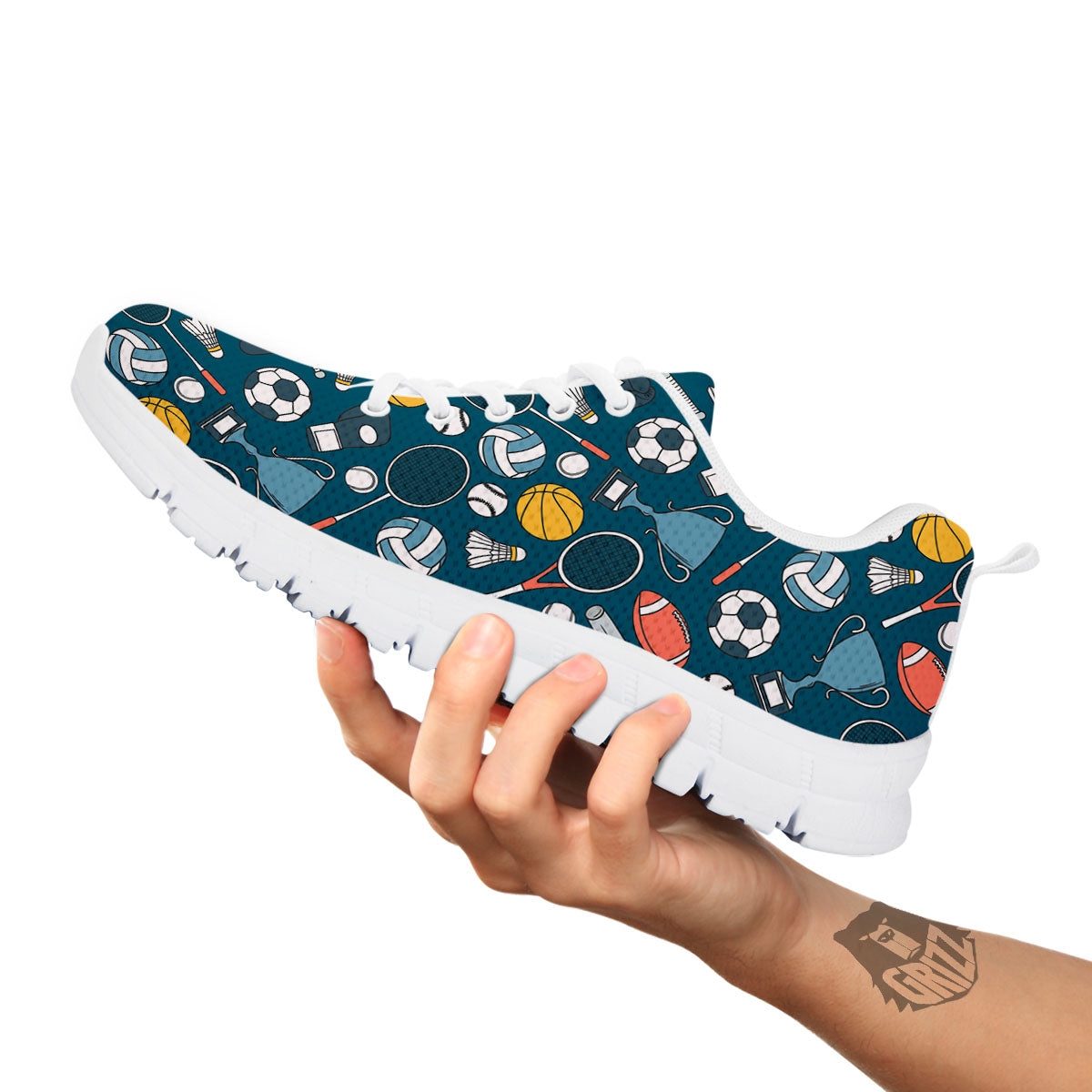 Sport Lacrosse Print Pattern White Sneaker-grizzshop