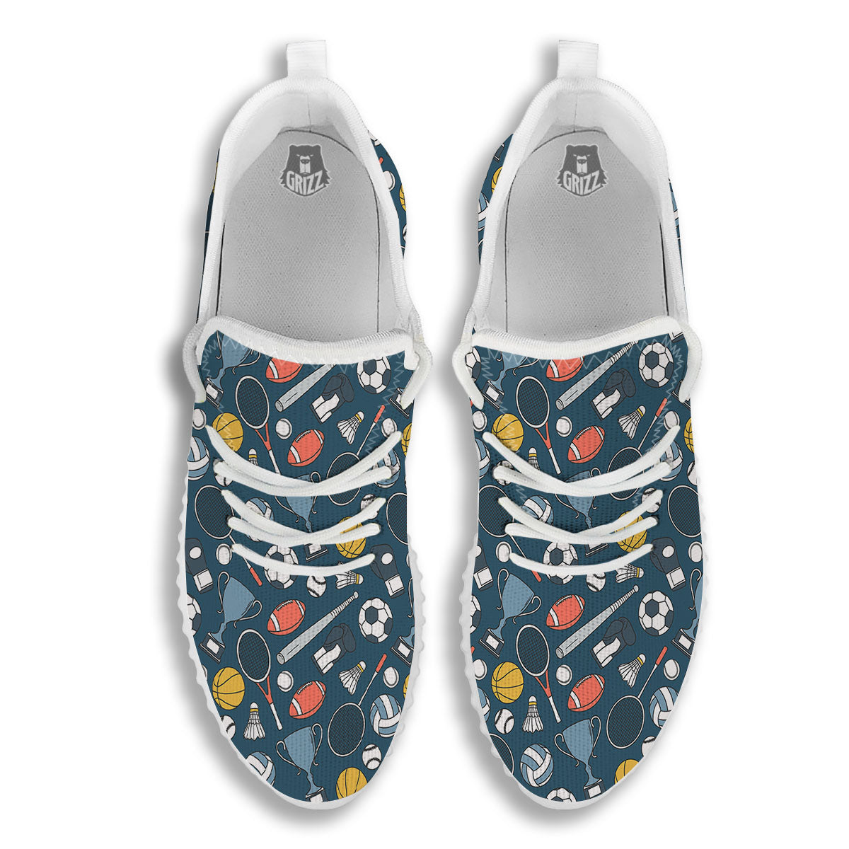 Sport Lacrosse Print Pattern White Walking Shoes-grizzshop
