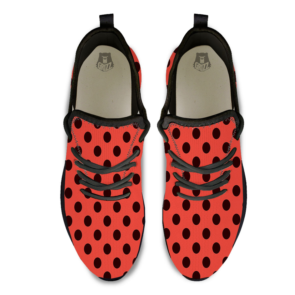 Spots Ladybug Print Pattern Black Athletic Shoes-grizzshop