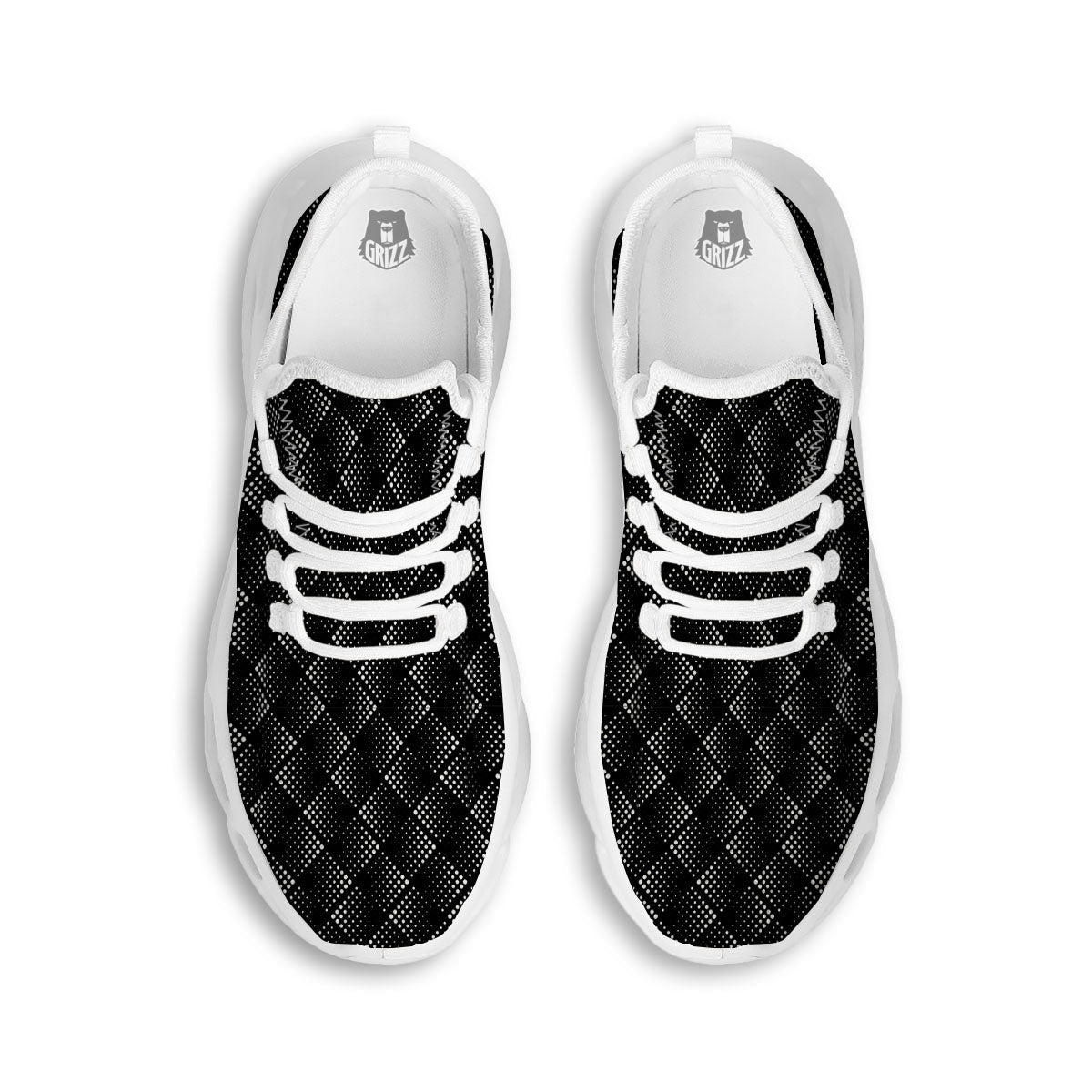 Square Dot Geometric Print Pattern White Running Shoes-grizzshop