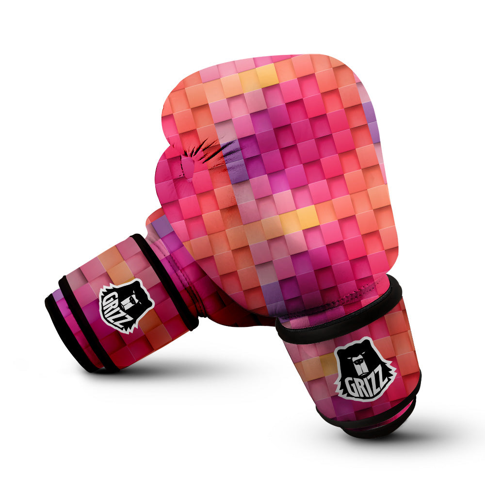 Square Tile 3D Colorful Print Pattern Boxing Gloves-grizzshop