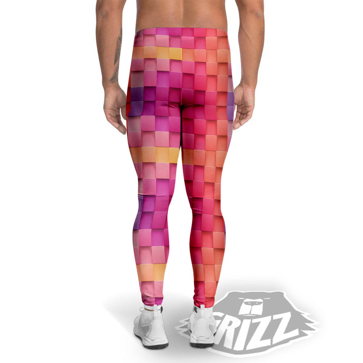 Square Tile 3D Colorful Print Pattern Men's Leggings-grizzshop