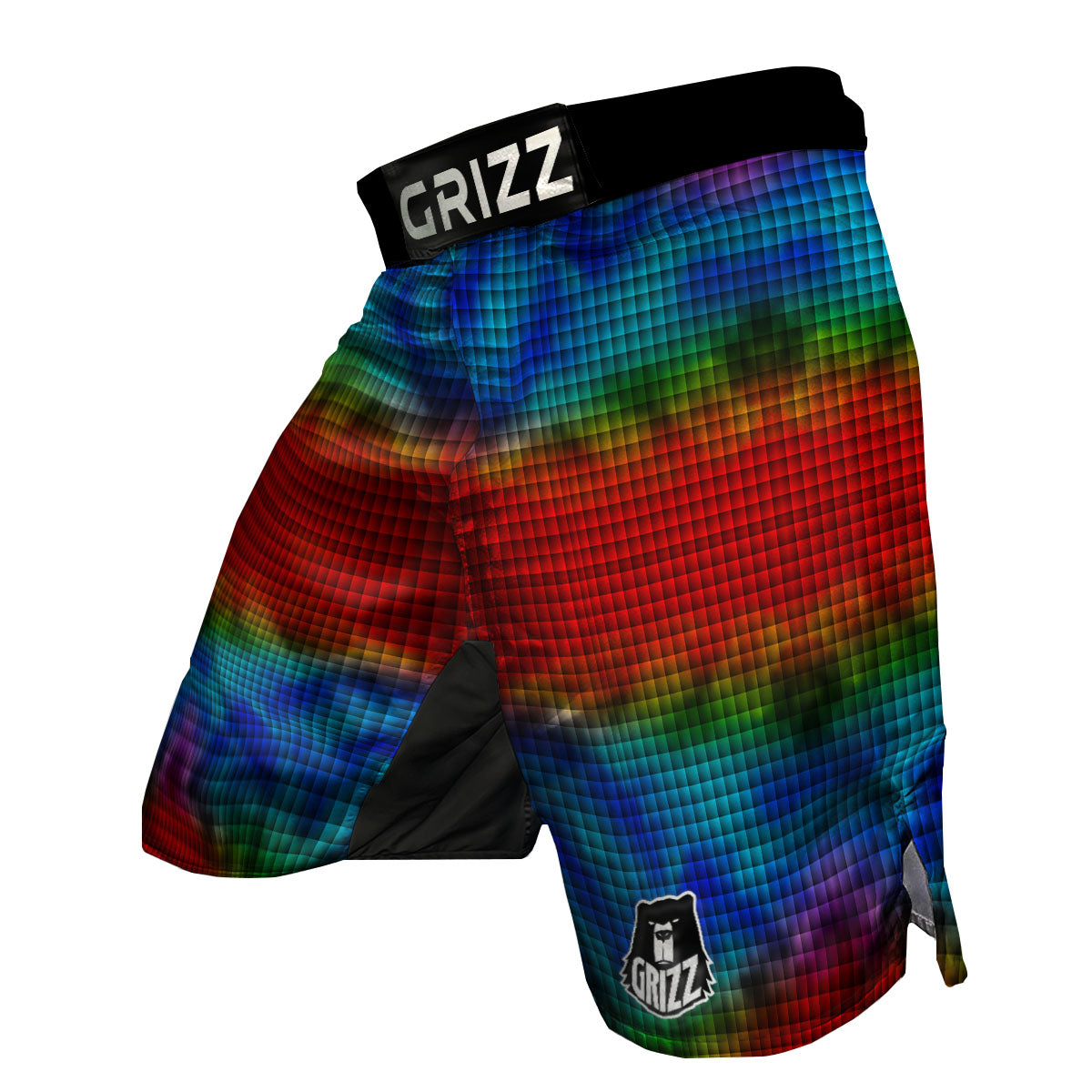 Squares Rainbow Print Pattern MMA Shorts-grizzshop