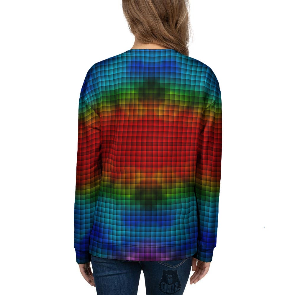 Squares Rainbow Print Pattern Women's Sweatshirt-grizzshop