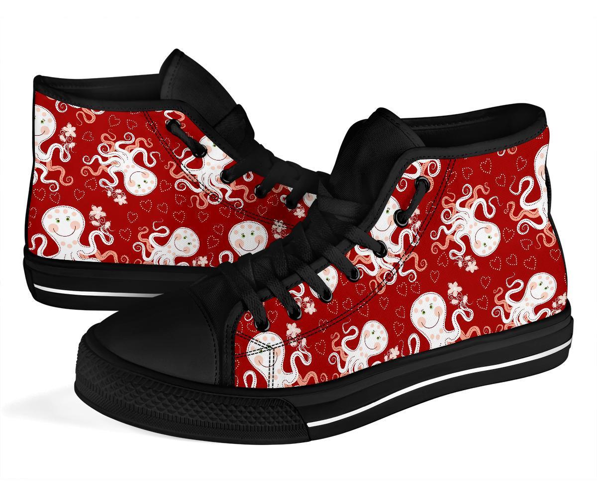 Squid Octopus Tentacle Pattern Print Men Women's High Top Shoes-grizzshop
