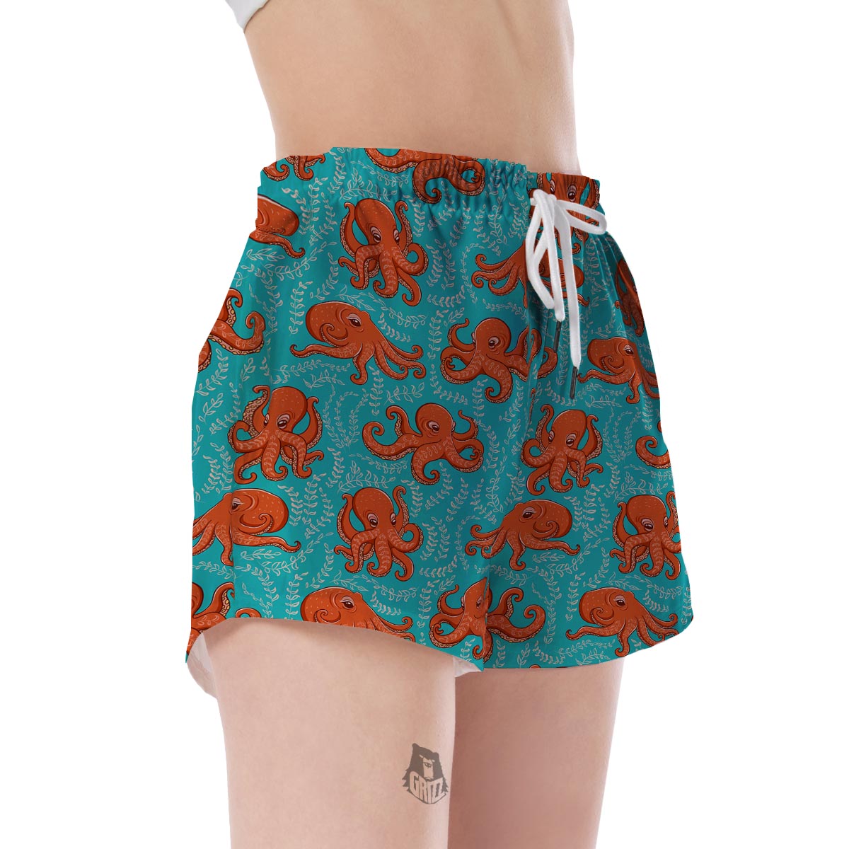 Squid Octopus Tentacle Print Pattern Women's Shorts-grizzshop