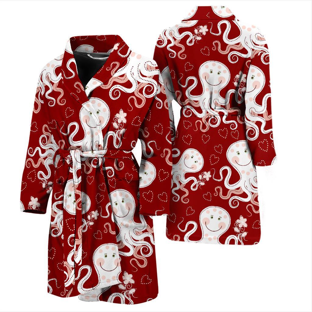 Squid Octopus Tentacle Pattern Print Men Long Robe-grizzshop