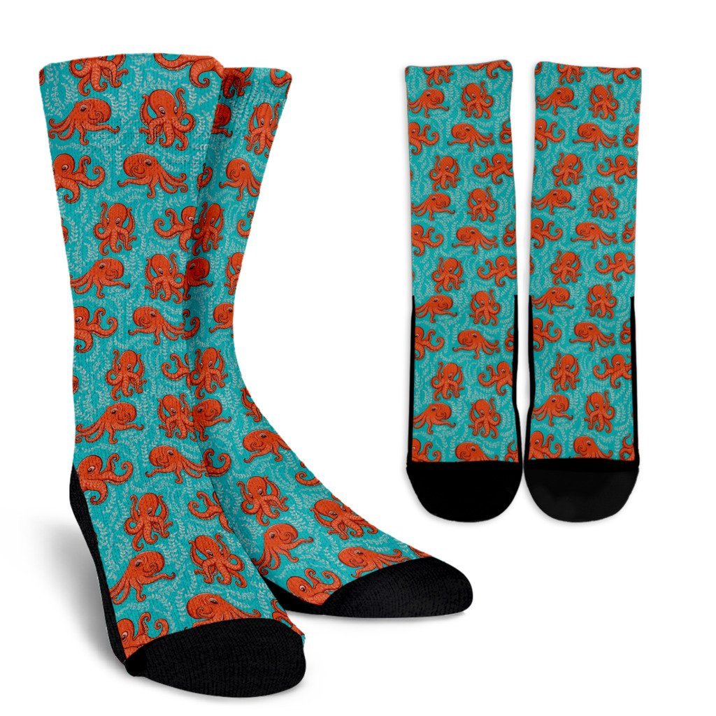 Squid Octopus Tentacle Print Pattern Unisex Crew Socks-grizzshop