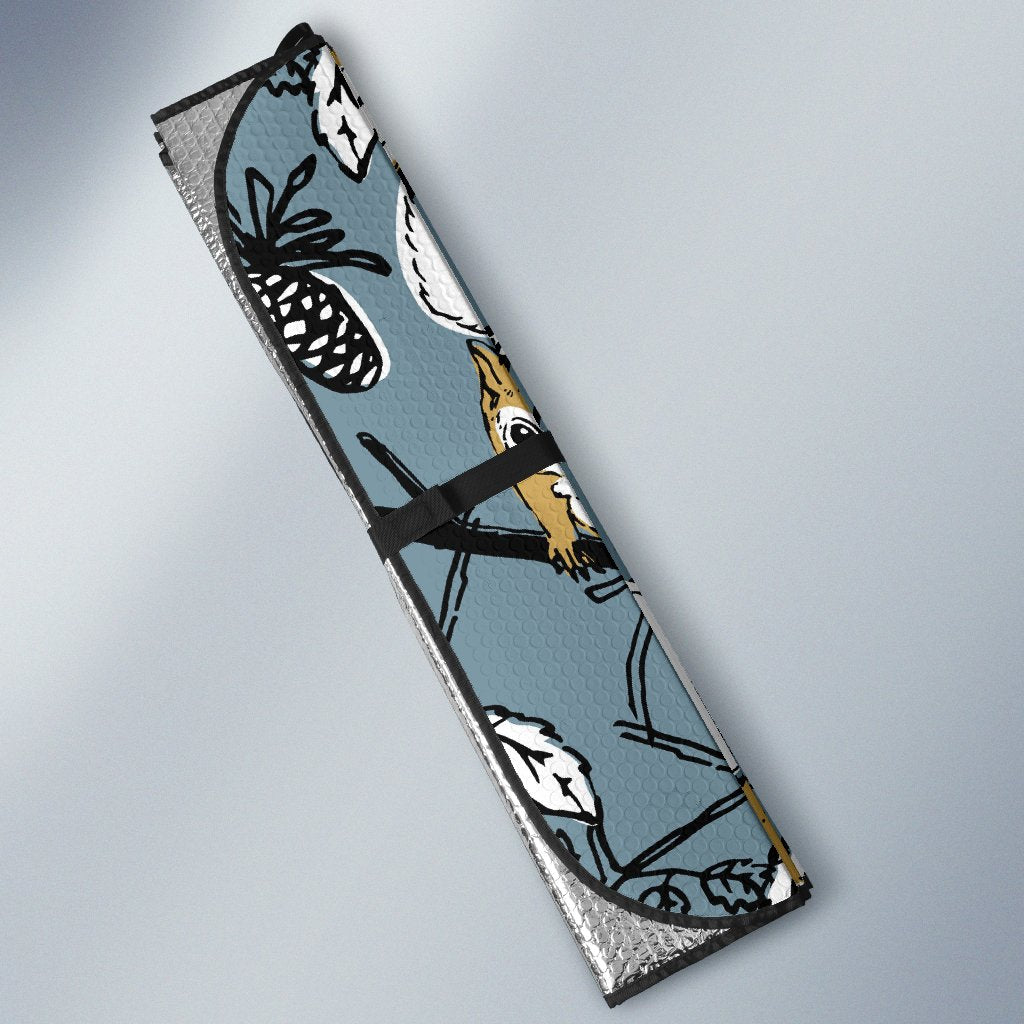 Squirrel Drawing Pattern Print Car Sun Shade-grizzshop