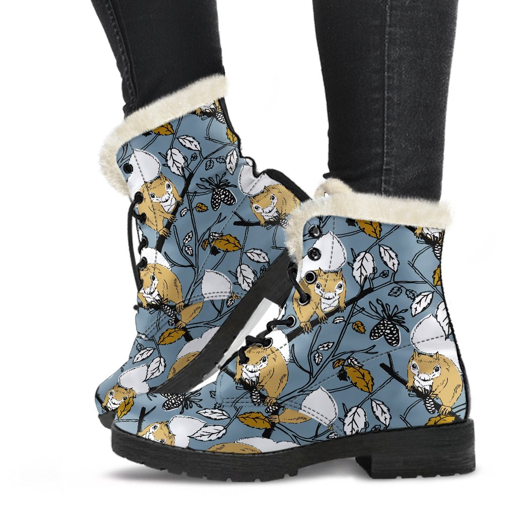 Squirrel Drawing Pattern Print Comfy Winter Boots-grizzshop