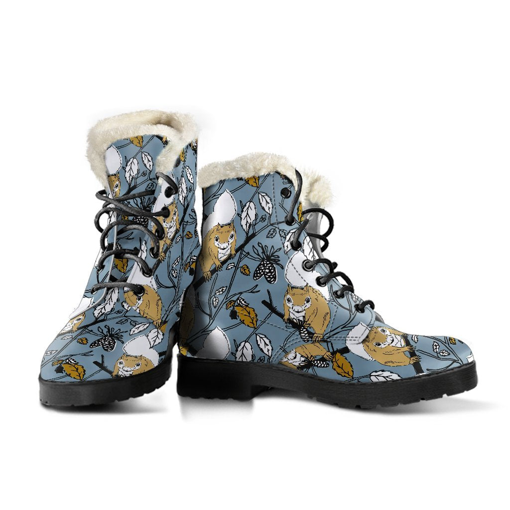 Squirrel Drawing Pattern Print Comfy Winter Boots-grizzshop