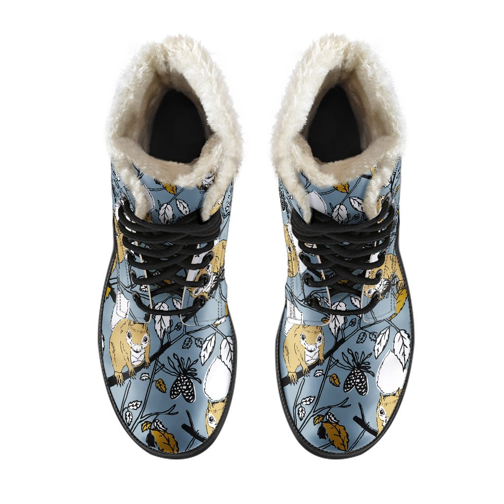 Squirrel Drawing Pattern Print Comfy Winter Boots-grizzshop