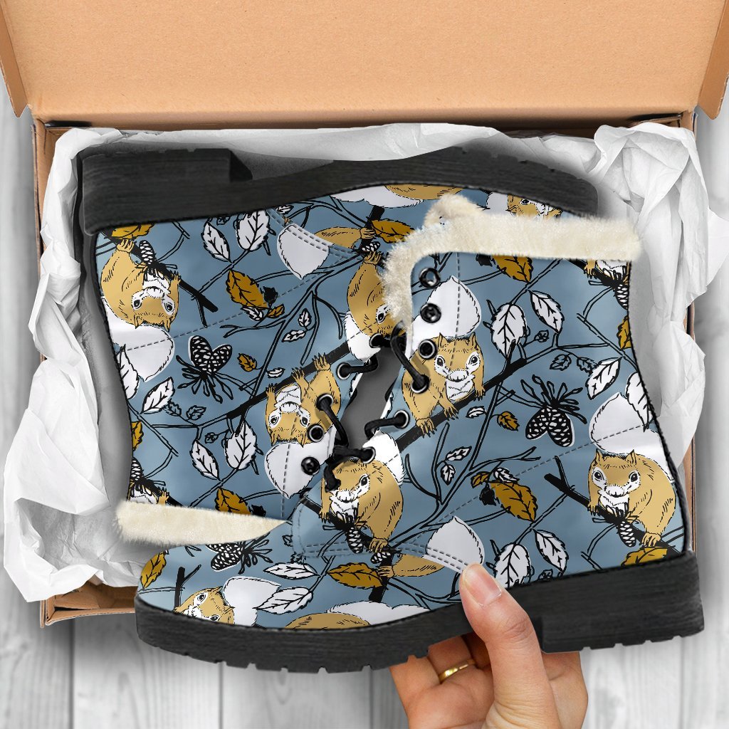 Squirrel Drawing Pattern Print Comfy Winter Boots-grizzshop