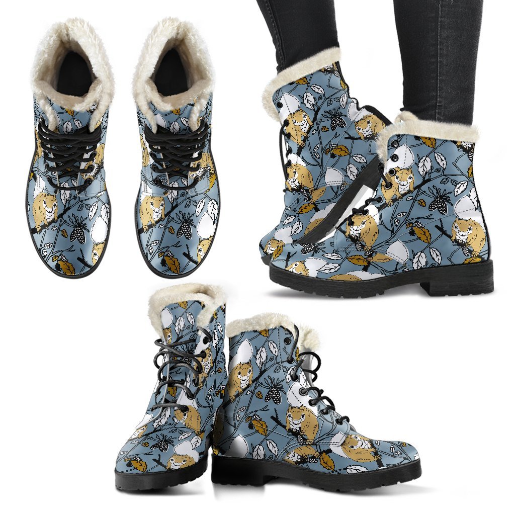 Squirrel Drawing Pattern Print Comfy Winter Boots-grizzshop
