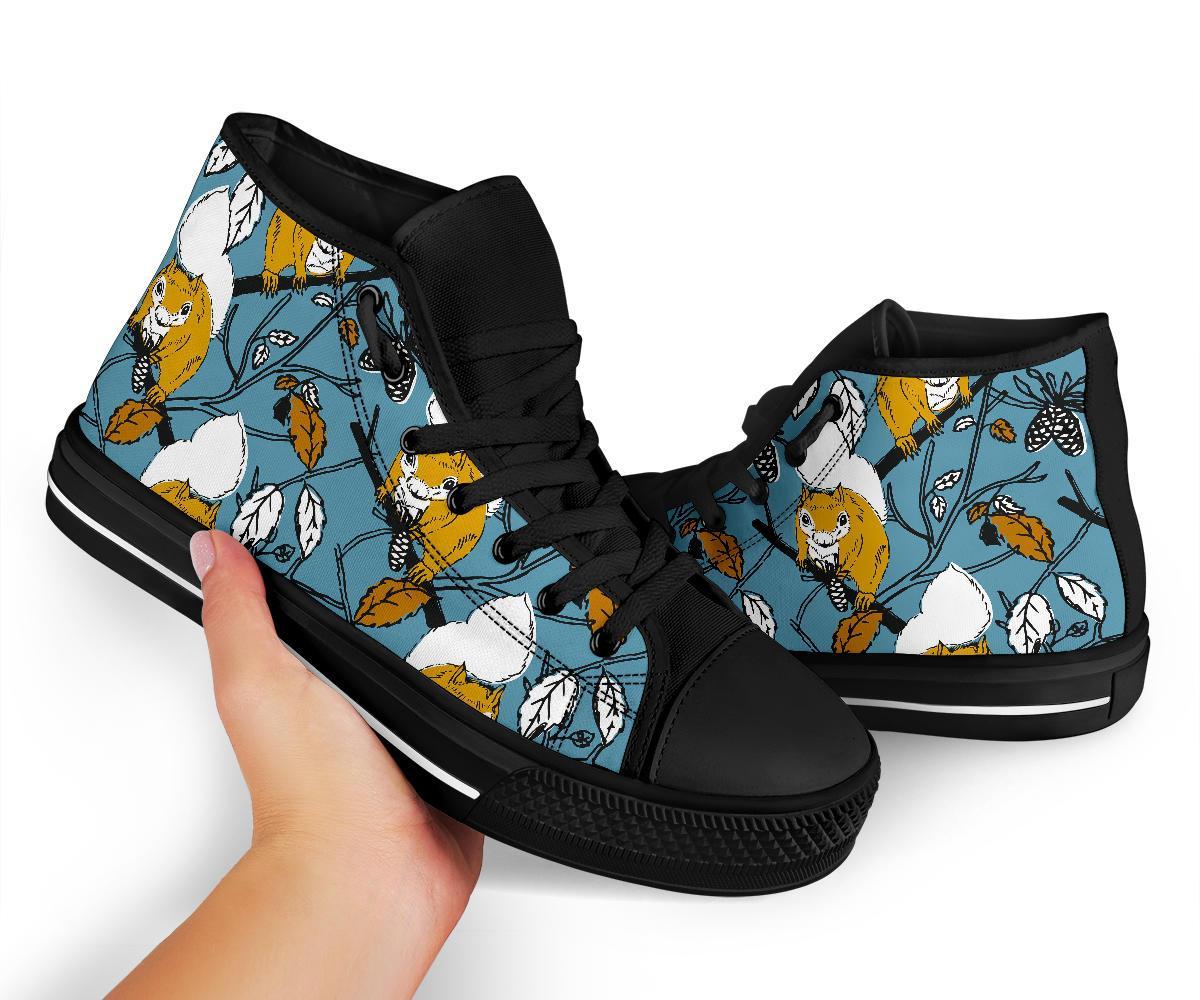 Squirrel Drawing Pattern Print Men Women's High Top Shoes-grizzshop