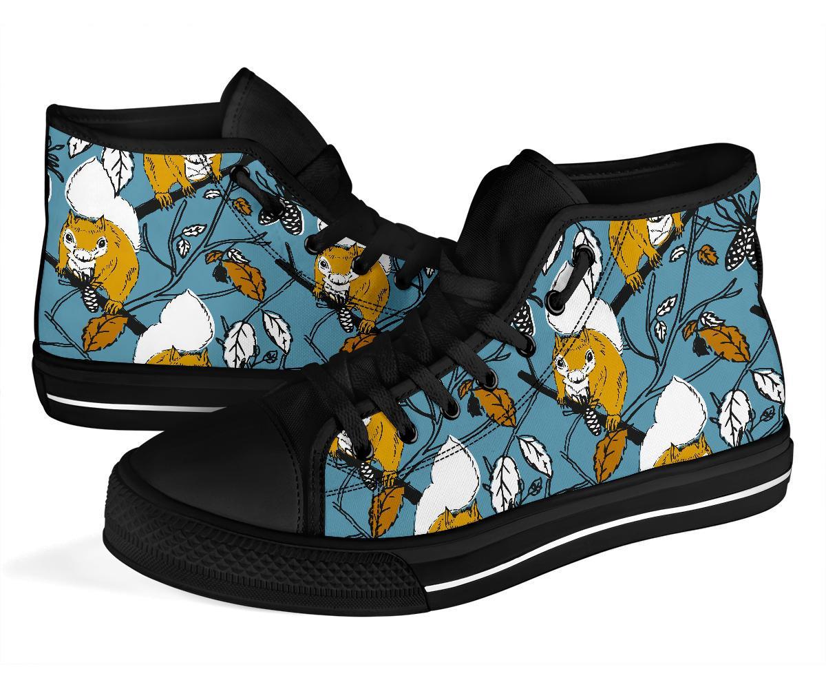 Squirrel Drawing Pattern Print Men Women's High Top Shoes-grizzshop