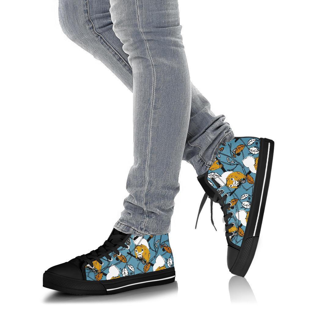 Squirrel Drawing Pattern Print Men Women's High Top Shoes-grizzshop