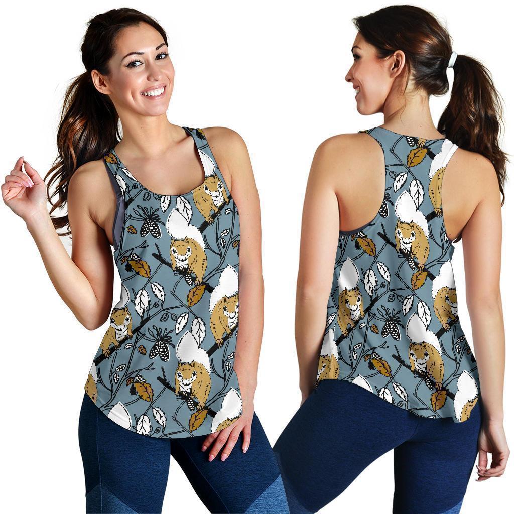 Squirrel Drawing Pattern Print Women's Racerback Tank Tops-grizzshop