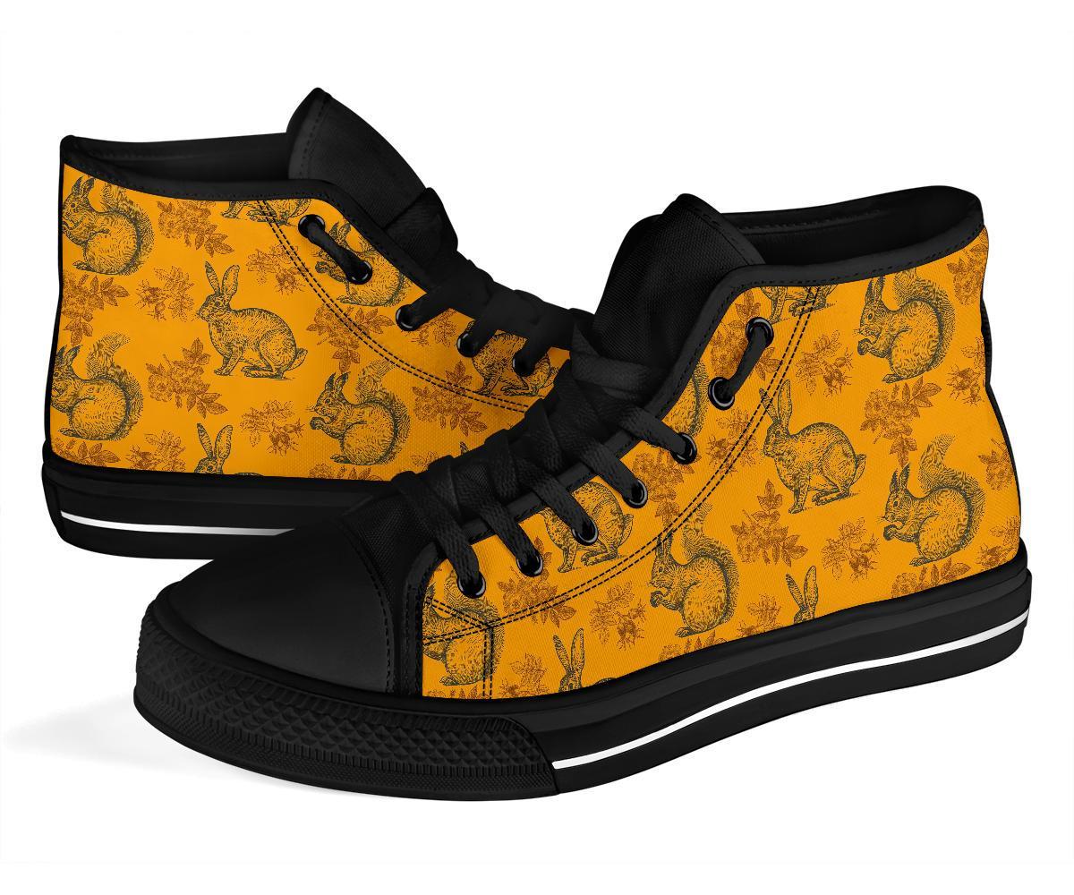 Squirrel Rabbit Pattern Print Men Women's High Top Shoes-grizzshop