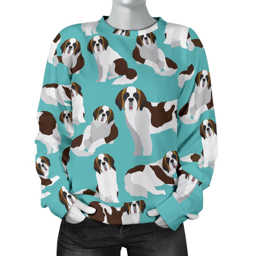 St Bernard Blue Pattern Print Women's Sweatshirt-grizzshop