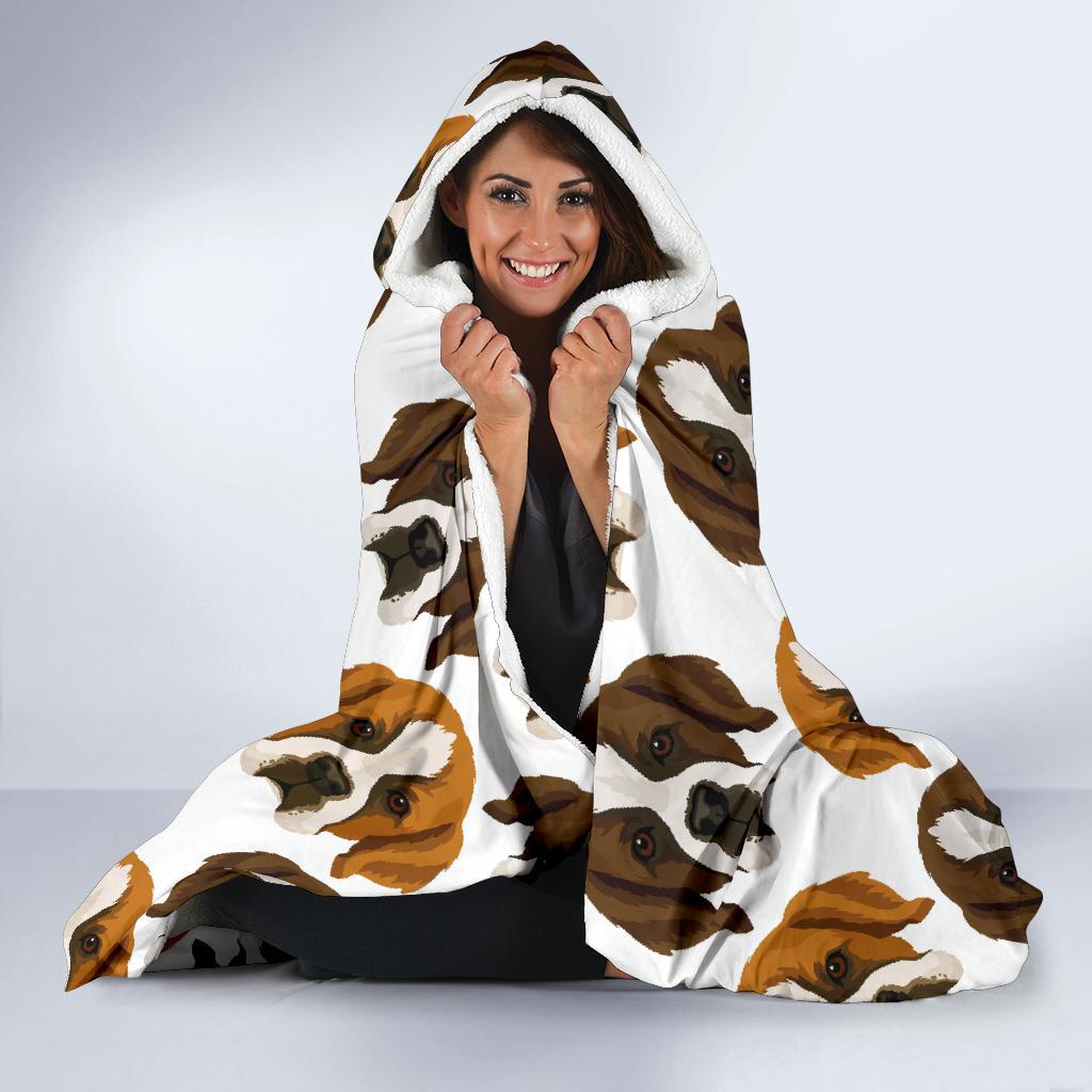 St Bernard Pattern Print Hooded Blanket-grizzshop