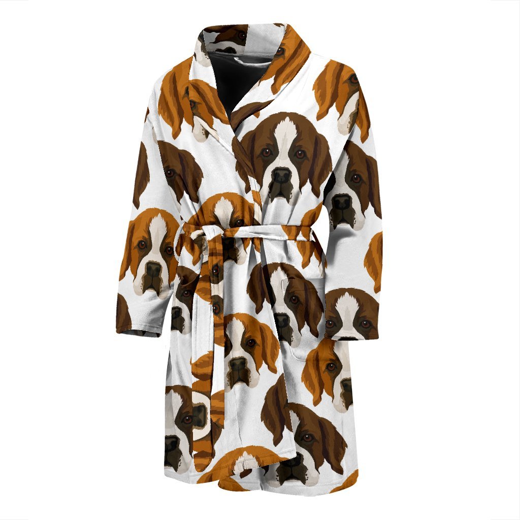 St Bernard Pattern Print Men Long Robe-grizzshop