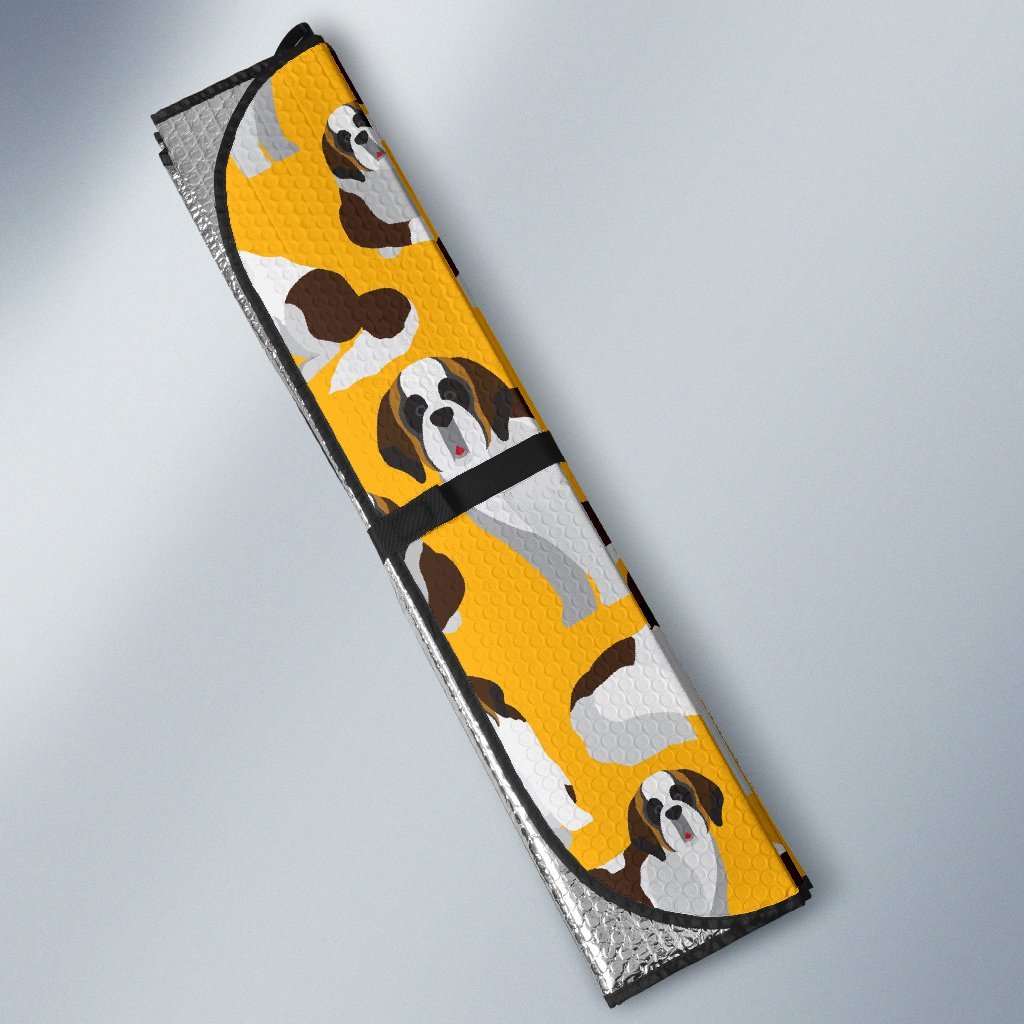 St Bernard Yellow Pattern Print Car Sun Shade-grizzshop