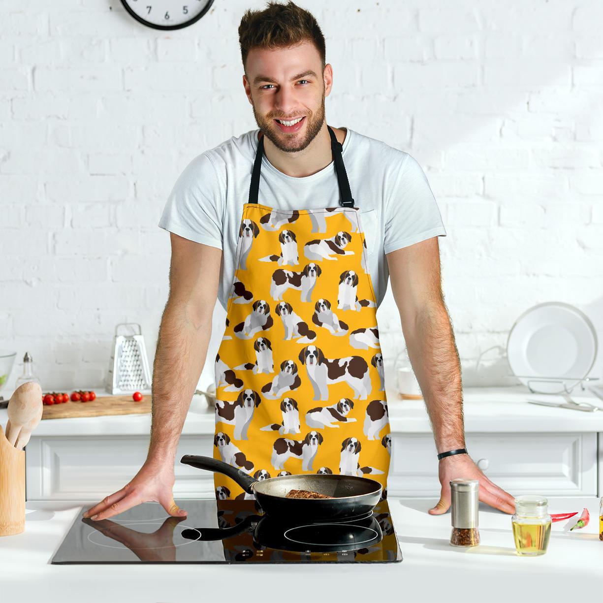 St Bernard Yellow Pattern Print Men's Apron-grizzshop